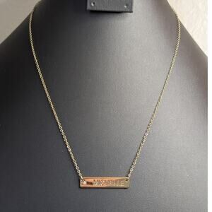 Gold Tone 'Michelle' Bar Crystal Pendant 18-20" Necklace